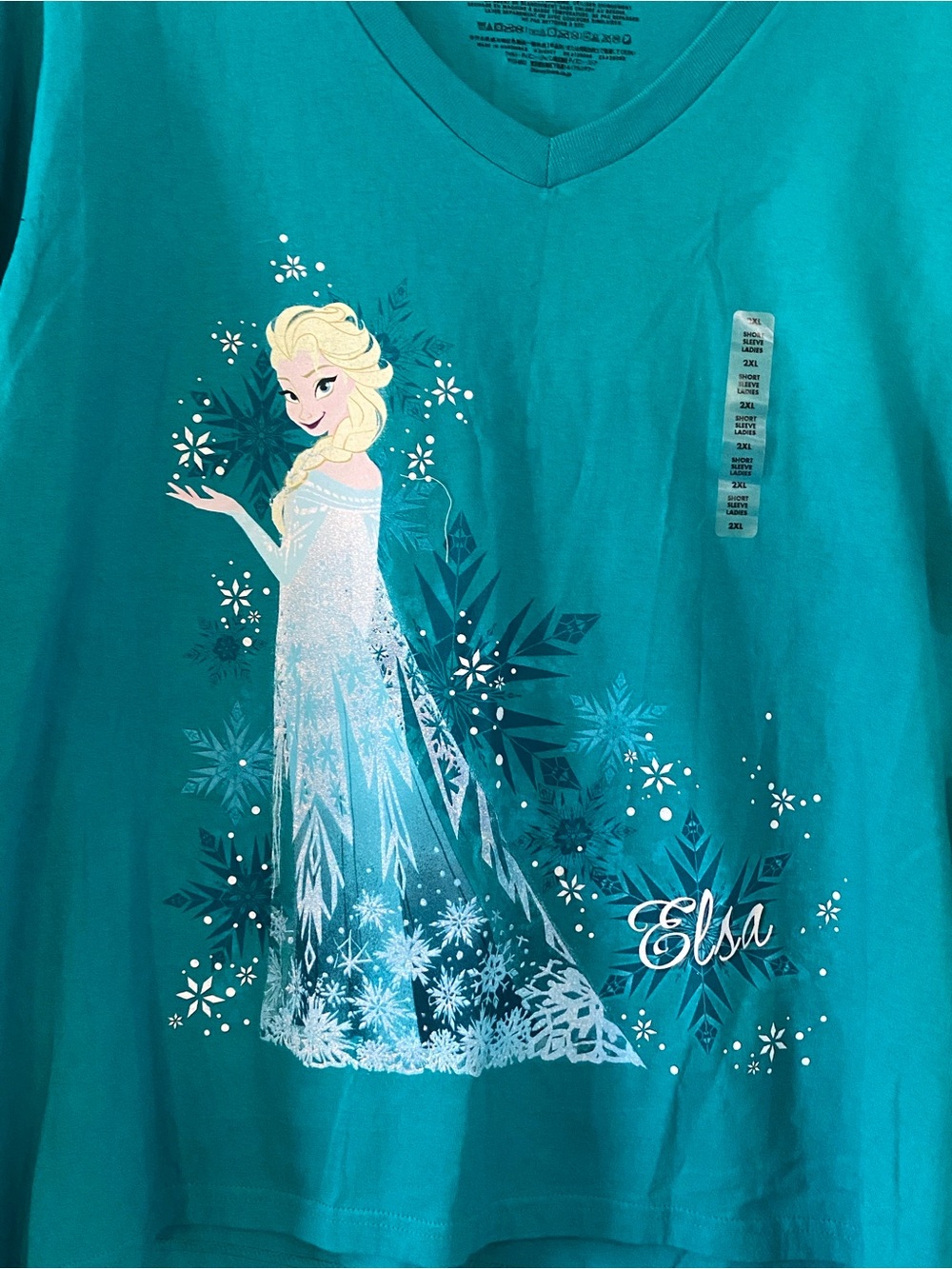 Disney Teal Elsa Graphic V-Neck Shirt - Picture 4 of 6